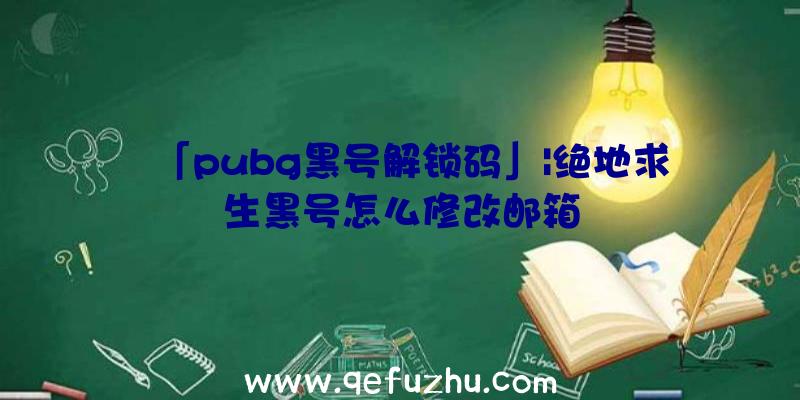 「pubg黑号解锁码」|绝地求生黑号怎么修改邮箱